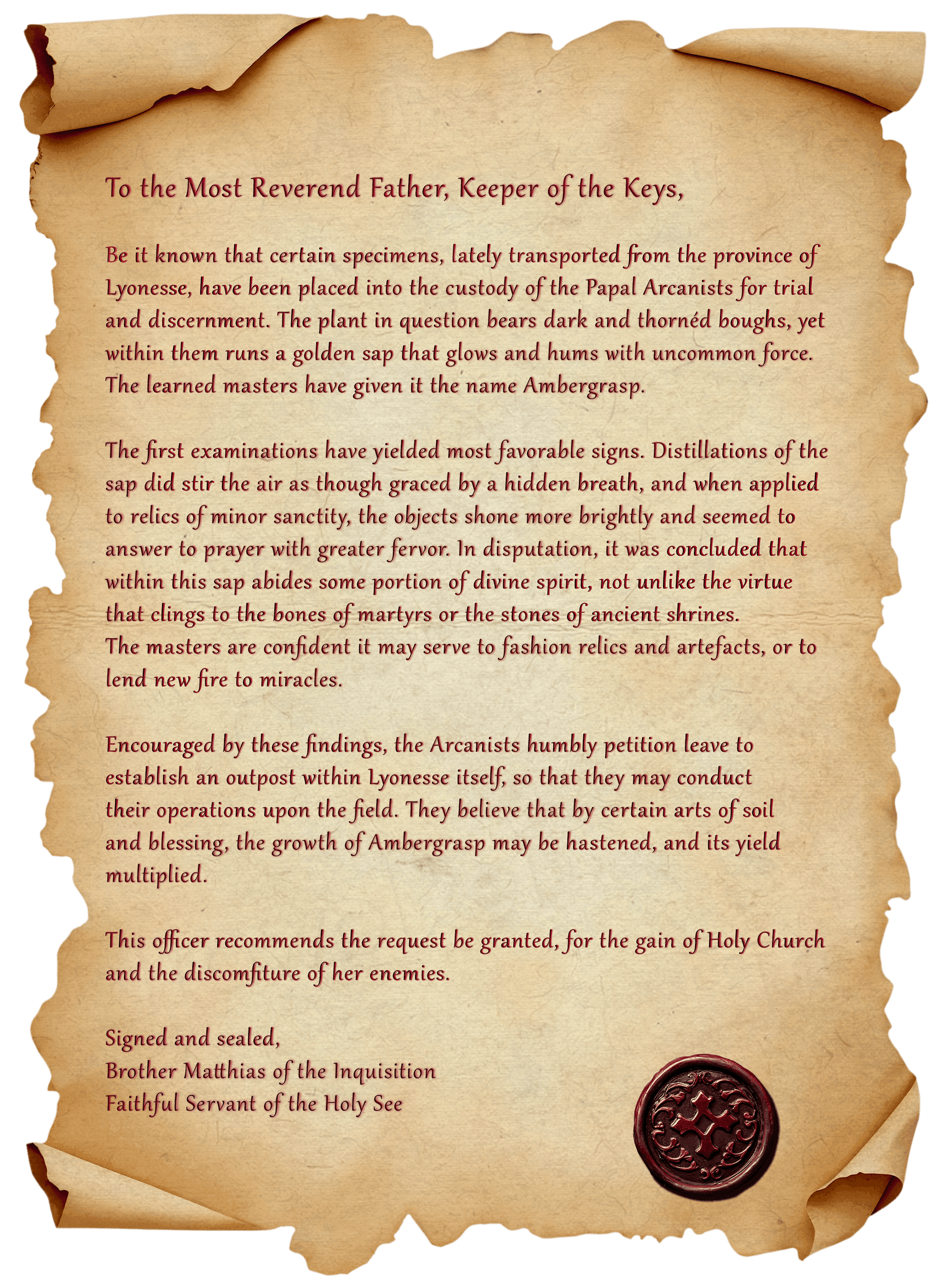 Of the Inquisition and the Ambergrasp