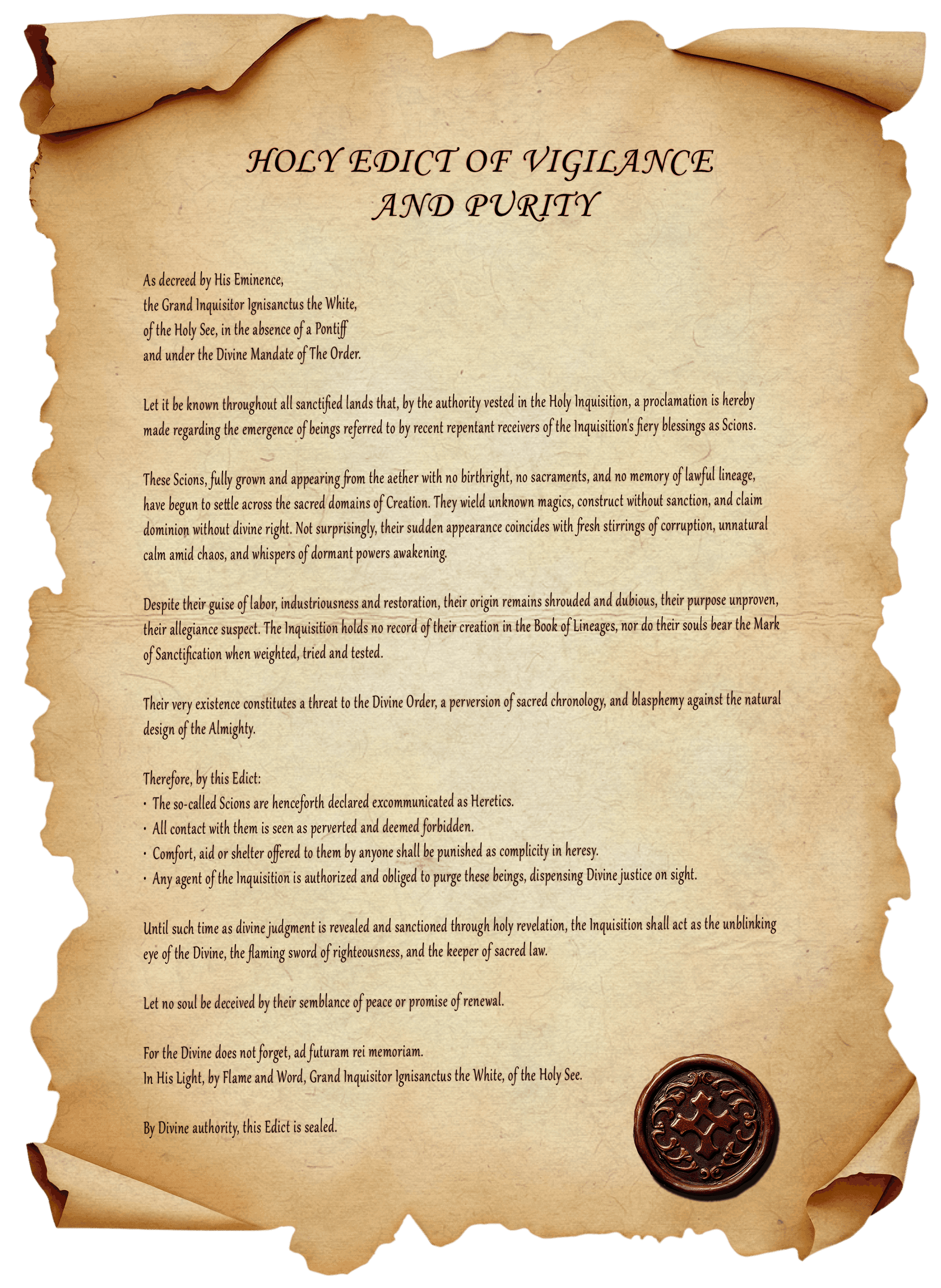 The Holy Edict of Vigilance and Purity